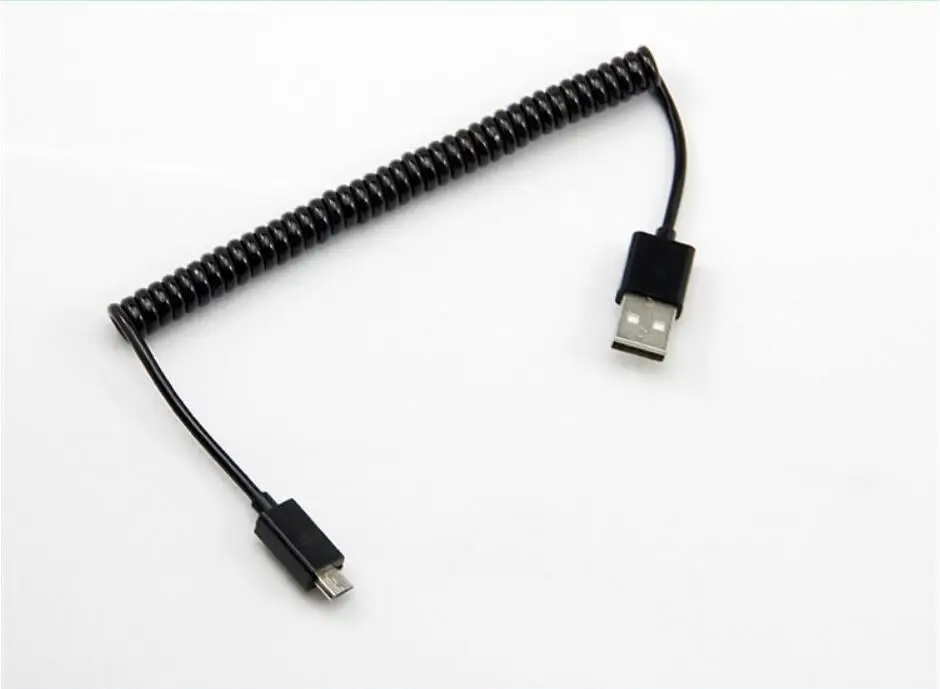 Спиральный USB 2,0 A штекер для Micro USB B 5Pin адаптер пружинный кабель для мобильного телефона MP3 MP4 для samsung S5 S6 S4