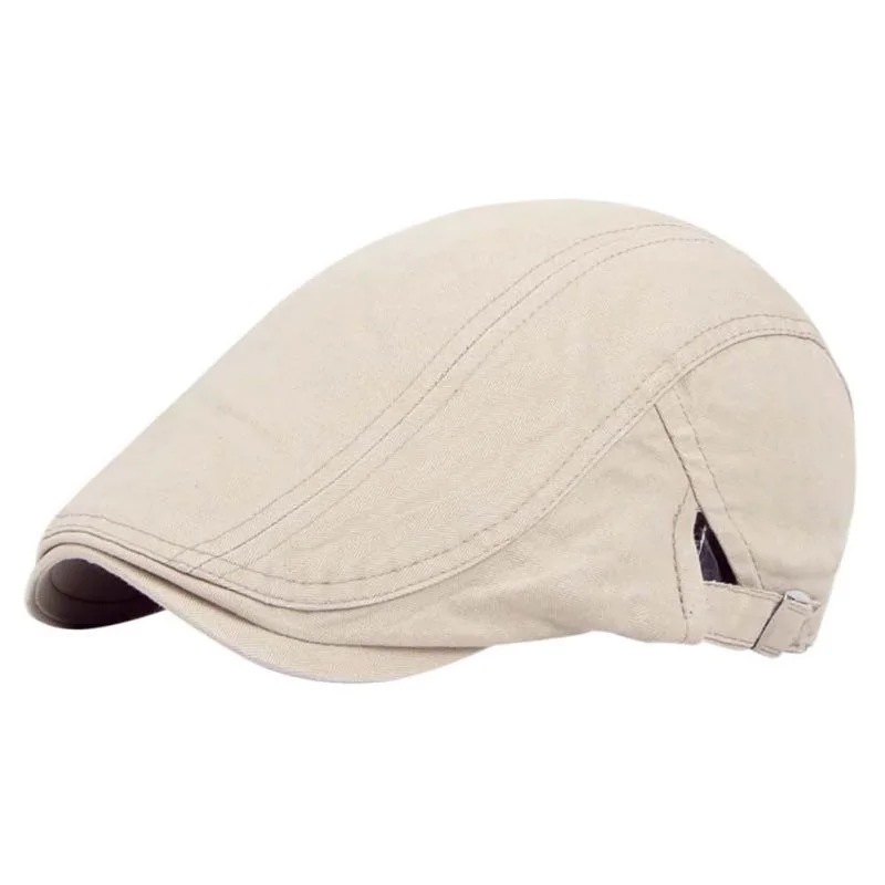 Men Vintage Baker Peaked Hat Linen Cotton Retro Outdoors Golf Beret Flat Cap