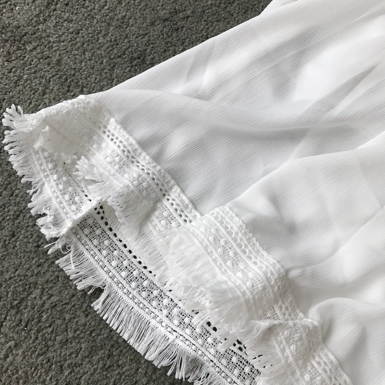 Пляжное 2019 летнее Новое праздничное белое платье с высокой талией, облегающее женское элегантное платье с v-образным вырезом F465