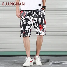 KUANGNAN/прямые камуфляжные шорты с принтом, мужские уличные шорты в стиле хип-хоп, мужская одежда 5XL, мужские шорты, лето, новинка
