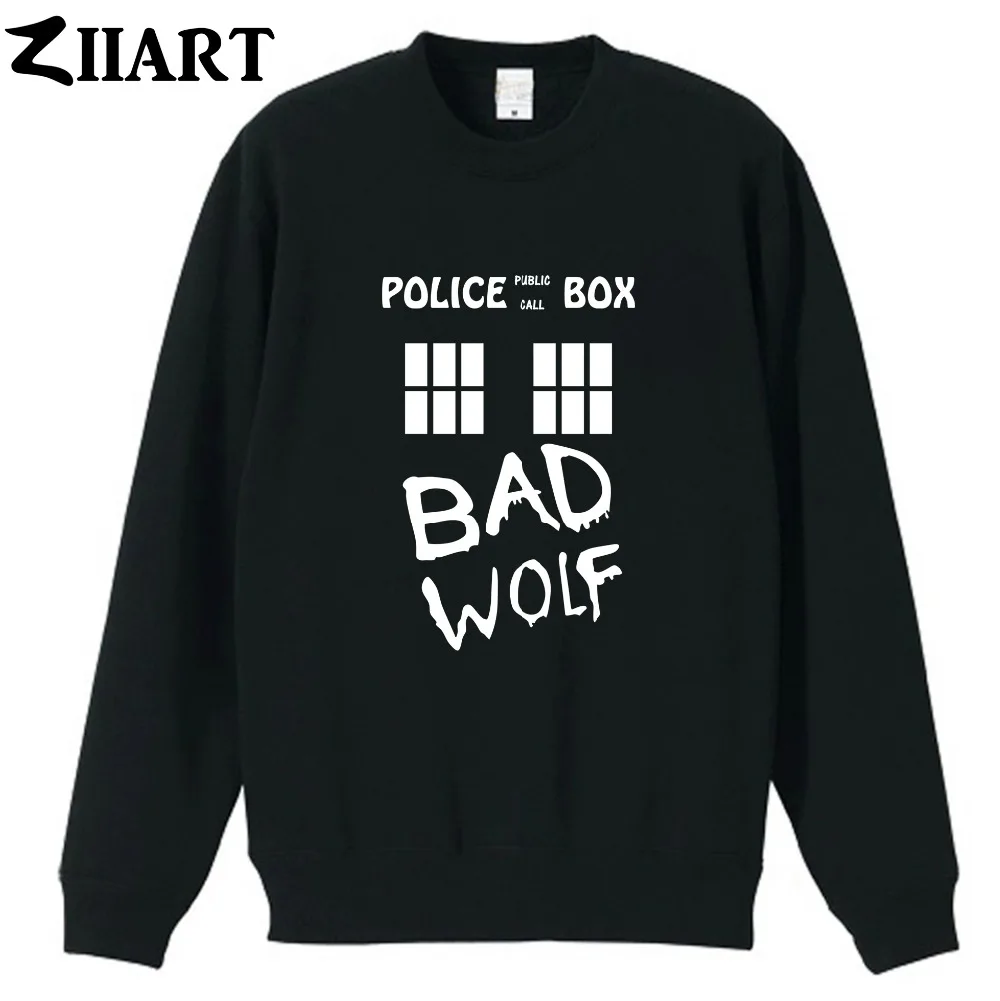 

Bad Wolf TARDIS Doctor Who police box window public call couple clothes boys man male cotton autumn winter fleece Sweatshirt