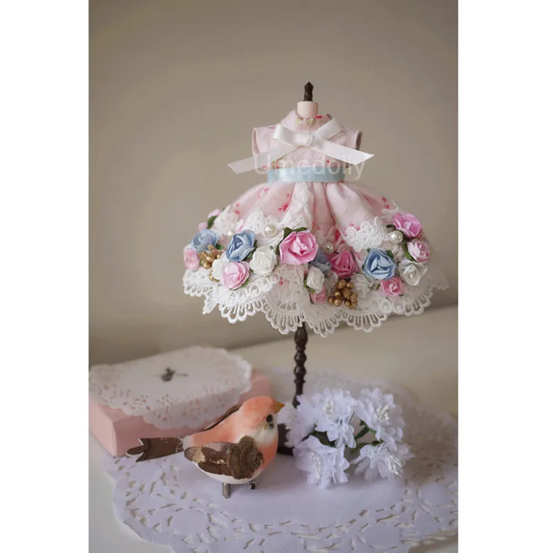 

1PCS 1/6 Doll's Handmade Flower Chiffon Dress for Blyth, Licca, Azone Doll Clothes Outfits Accessories