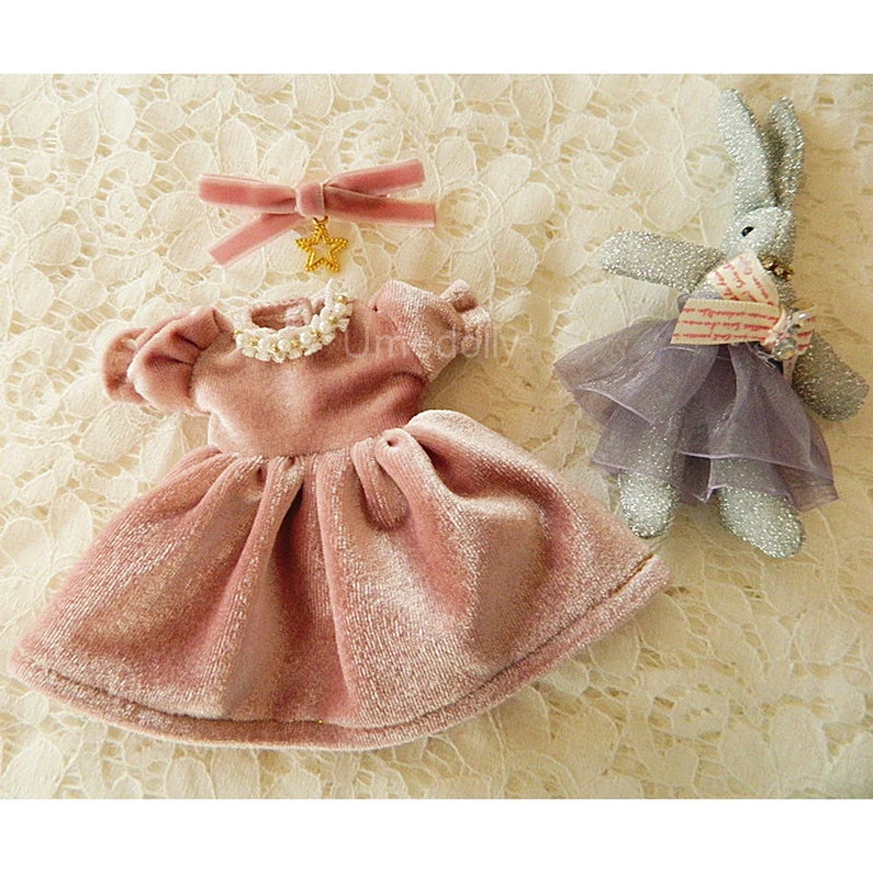 1 комплект, милое розовое платье+ головной убор+ кролик, одежда для Blyth, Licca, Azone 1/6, аксессуары для кукольной одежды