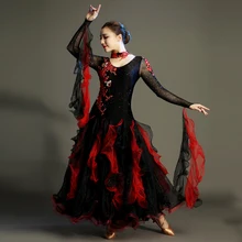 Ballroom Competition Dance Dress Adult New High Quality Long Sleeved Stage Show Tango Waltz Flamenco Ballroom Dance Dresses