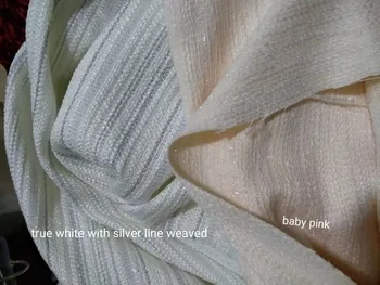 

Free ship pink and white cotton tweed fabric price for 1 meter 59"