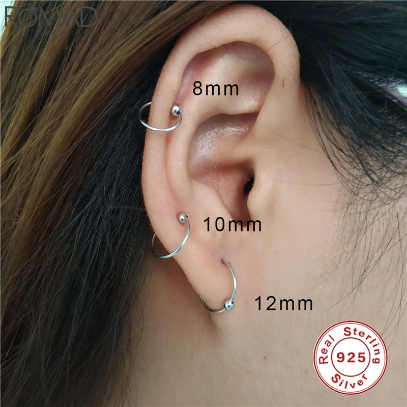 

ROMAD Small Hoop Earrings For Women 925 Sterling Silver Earrings Small Circle Ear Ring Girl Eardrop Rapper Gothic Jewelry R5