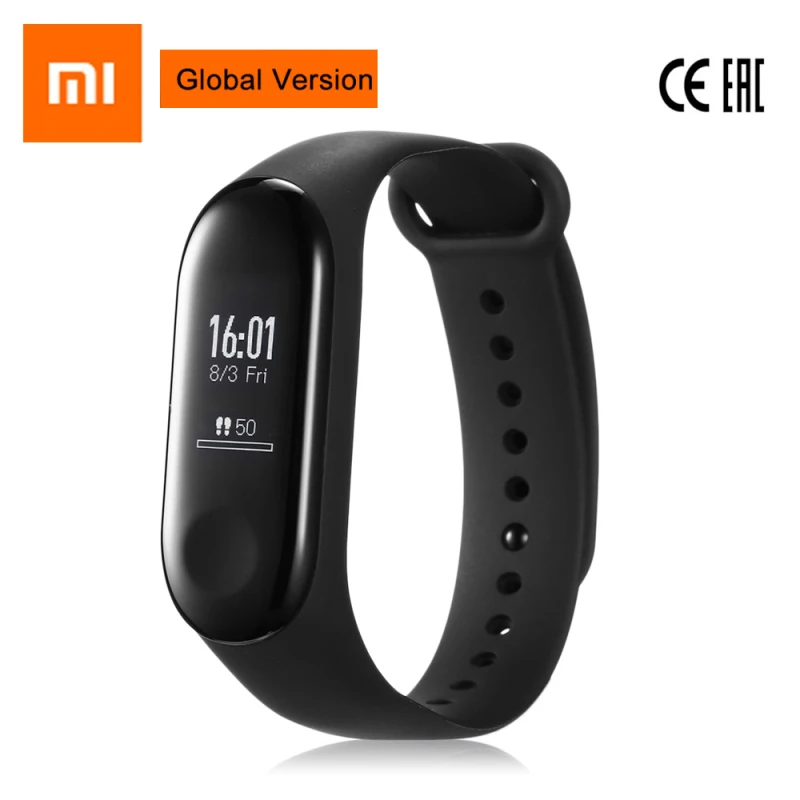 Origina Xiaomi mi Band 3 mi band 3 Smart Band 0,7" OLED сенсорный экран Водонепроницаемый Фитнес-трекер для измерения сердечного ритма mi 3 Smart Bracelet - Цвет: mi band 3 globa