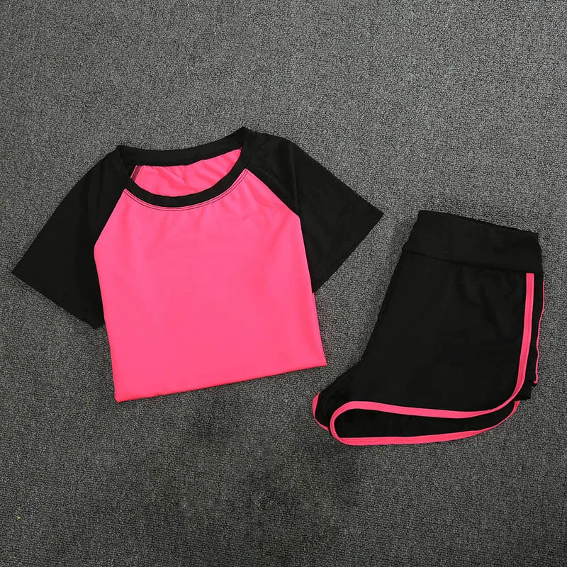 Women Sports Leisure Short-sleeved Shorts Fitness Yoga clothing Suit Ladies Running Quick-drying Sweat-absorbent Slim Sportwear