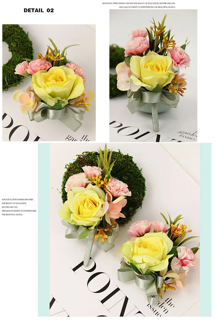 bridesmaid bracelet wedding corsage flowers roses artificial  (7)
