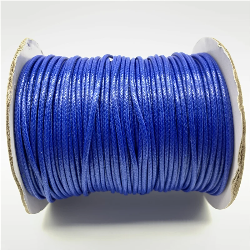 

0.5/0.8/1/1.5/2mm Blue Waxed Cotton Cord Waxed Thread Cord String Strap Necklace Rope For Shamballa Bracelet Making