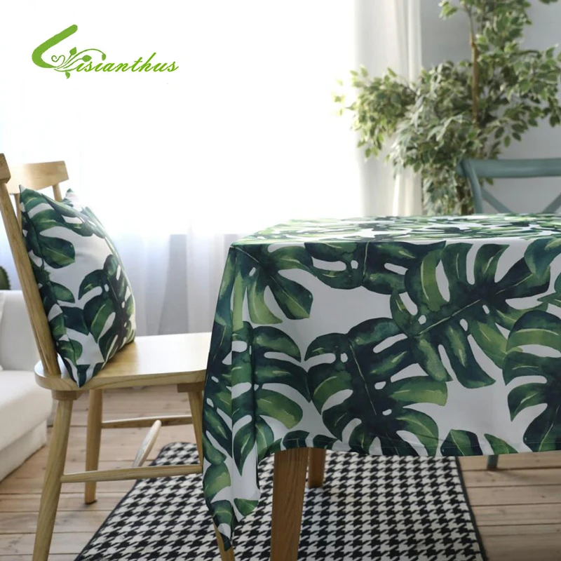 

Table Cloth Rectangular Pastoral Style Tropical Plants Printed Tablecloth Home Protection and Decoration Elegant Table Cover