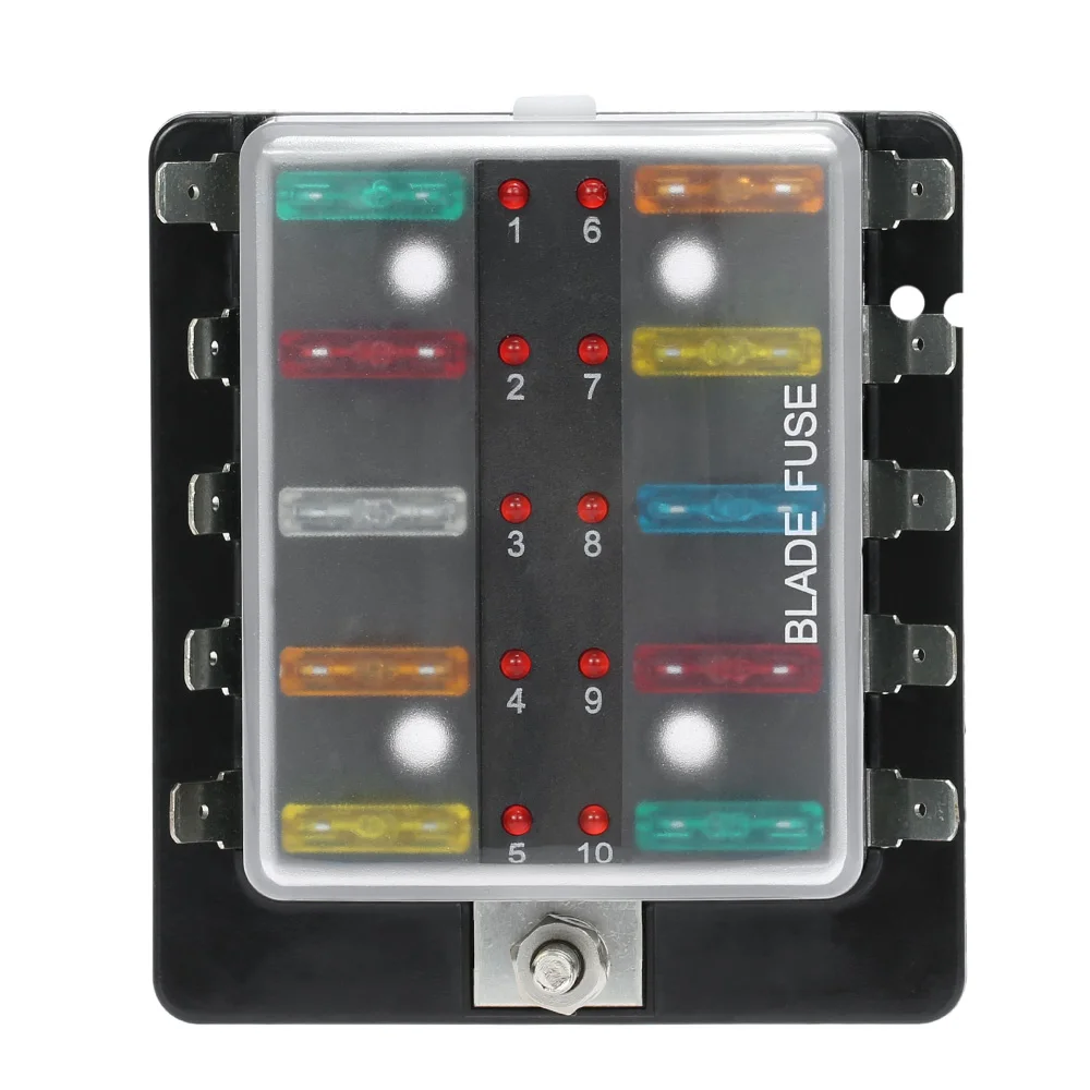 Car Fuse Box 10 Way Blade Fuse Box Holder with LED Warning Light Kit for Car Boat Marine Trike 12V 24V-in Fuses from Automobiles & Motorcycles on ...
