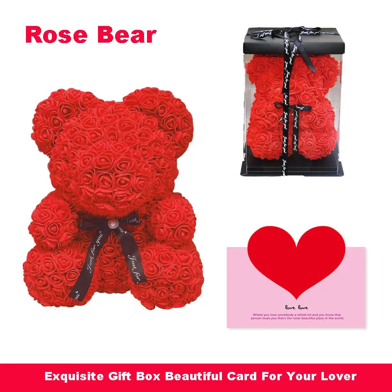 2019 nuevo jabón de oso de rosas oso Rosa flor Artificial Rosa osos regalos de año nuevo para las mujeres de San Valentín regalo de la muñeca - 1