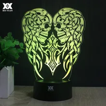 Череп Крылья ангела 3D светодиодные лампы Дистанционное управление ночник декоративный настольная лампа USB 7 цветов Изменение ребенка подарок Хуэй Юань бренд