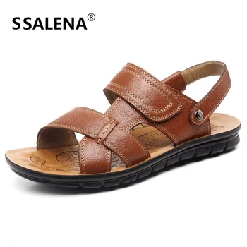 

Summen Mens Slip On Sandals 2020 Men Soft Leather Beach Flats Shoes Roman Style Casual Comfortable Slippers Shoes AA50266