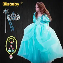 Новинка, нарядное платье Русалочки для девочек, платье цвета жасмин, детское бальное платье на день рождения, Рапунцель, детская одежда