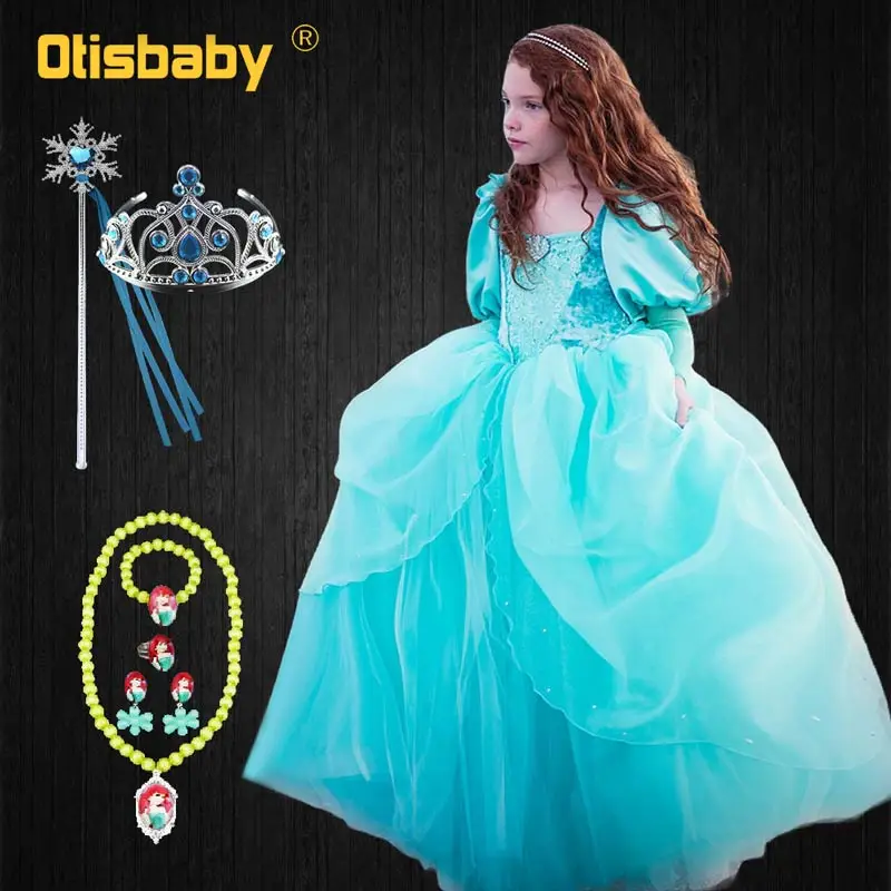 

NEW Fancy Little Mermaid Dress for Girls Princess Jasmine Dress Kids Birthday Party Ball Gown Tangled Rapunzel Children Clothing