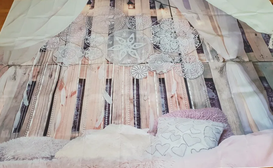  MEHOFOTO Background photos Boudoir Bed Wooden Board Pillow Curtain Pendant children Custom Photogra