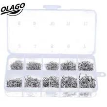 500 шт./компл. 10 размеров с высоким содержанием углерода Сталь с отверстием ящик для рыболовных снастей карп рыболовные крючки Рыболовная Приманка снасти крючок с зазубринами