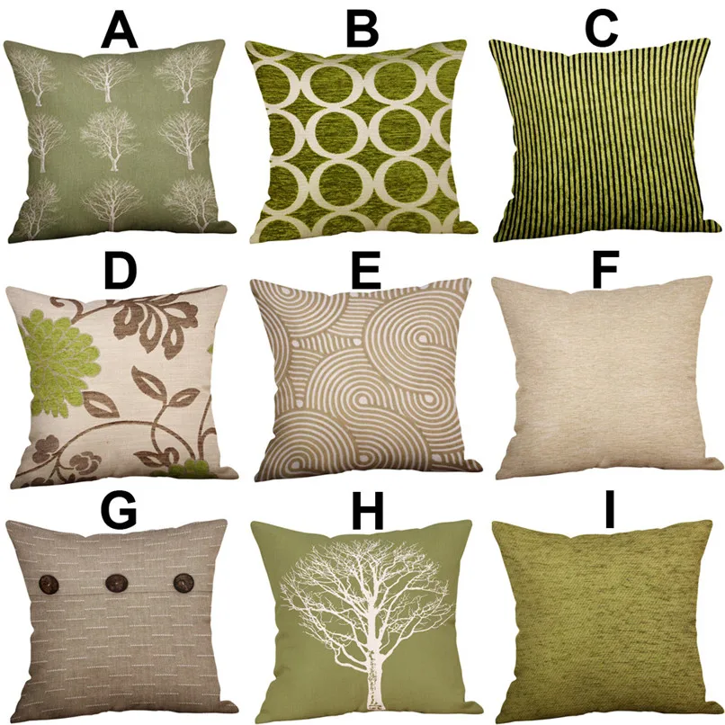 

Cotton Linen Decorative Cushion Cover Green Lime Natural Cream Plain Pillow Case Sofa Car Chair Square Home Decor dropship 3#F#