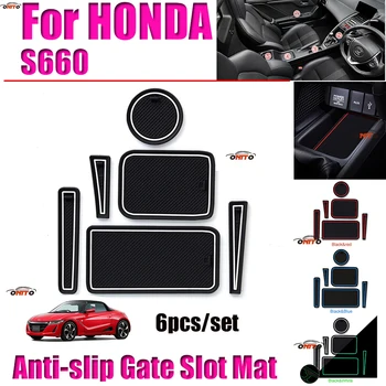 

6pcs/set for Honda S660 Car-styling Anti-slip Gate Slot Pad Car Interior Decoration Cup Coaster Covers Door Groove Pad Mat