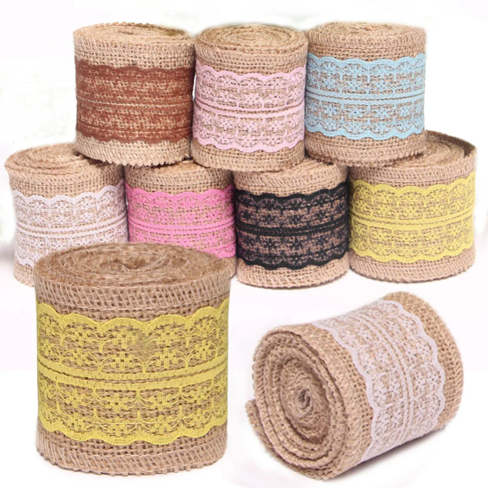 DIY Natural Jute Burlap Lace Tape Bias Binding Appliques Craft