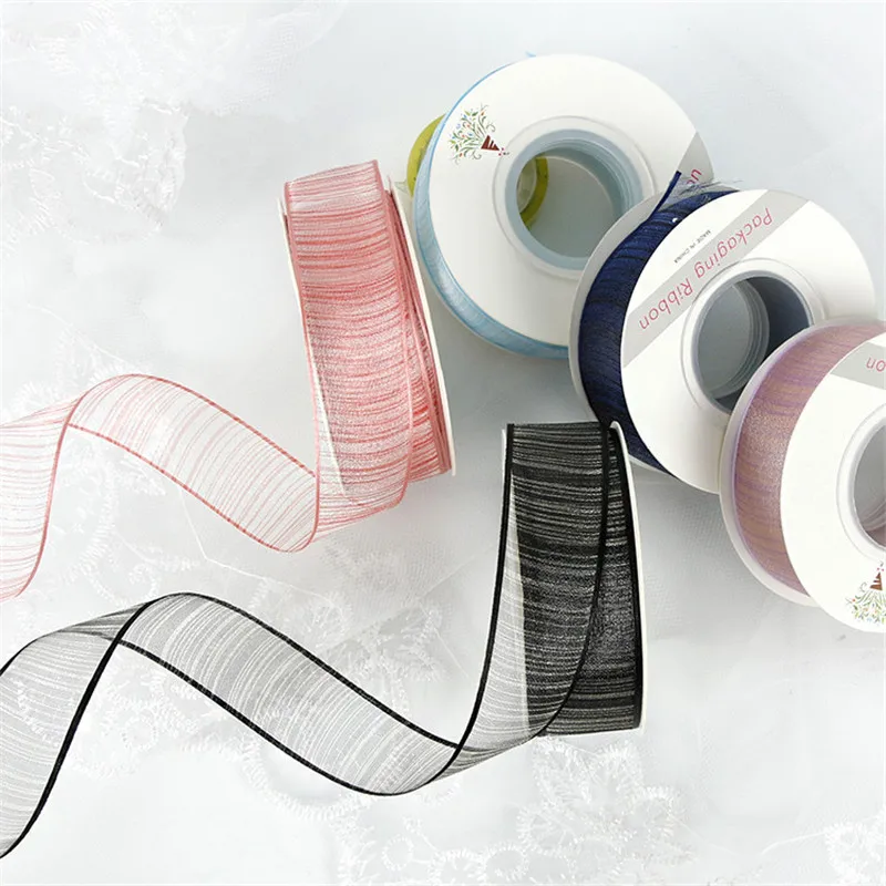 

2.5 cm 20 Yard Diaphanous Silk Ribbon Luxury Gift Ribbon with Soft Yarn Ribbon
