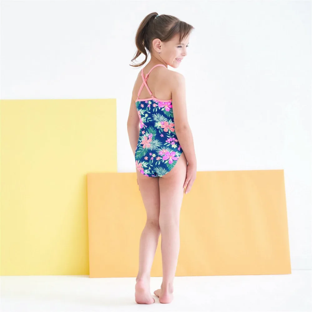 Летний детский купальный костюм с оборками и цветочным принтом для маленьких девочек, комбинезон