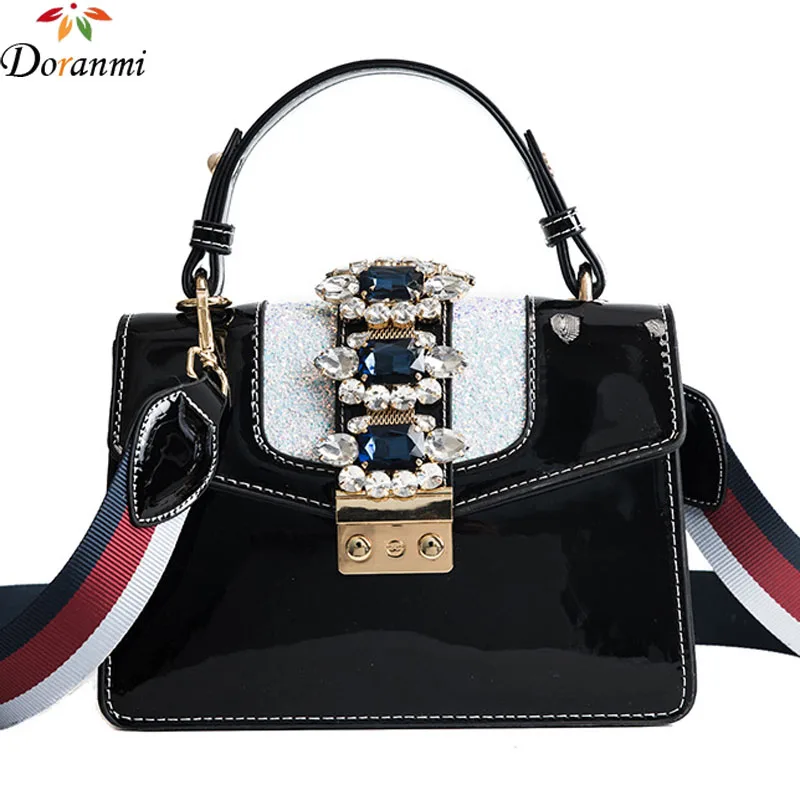 

DORANMI Diamond Decor Flap Bag Women Luxury Brand Designed Hot Shoulder Bags Solid Shining PU Leather Messenger Bags DJB320