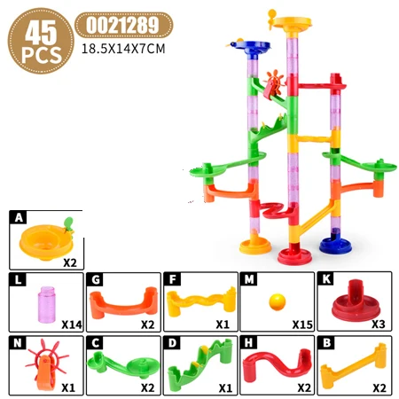 29-105 шт мраморные гоночные беговые лабиринты, шарики, строительные блоки DIY, строительные пластиковые трубы, кирпичи, совместимые с брендом, блоки - Цвет: 45pcs no box