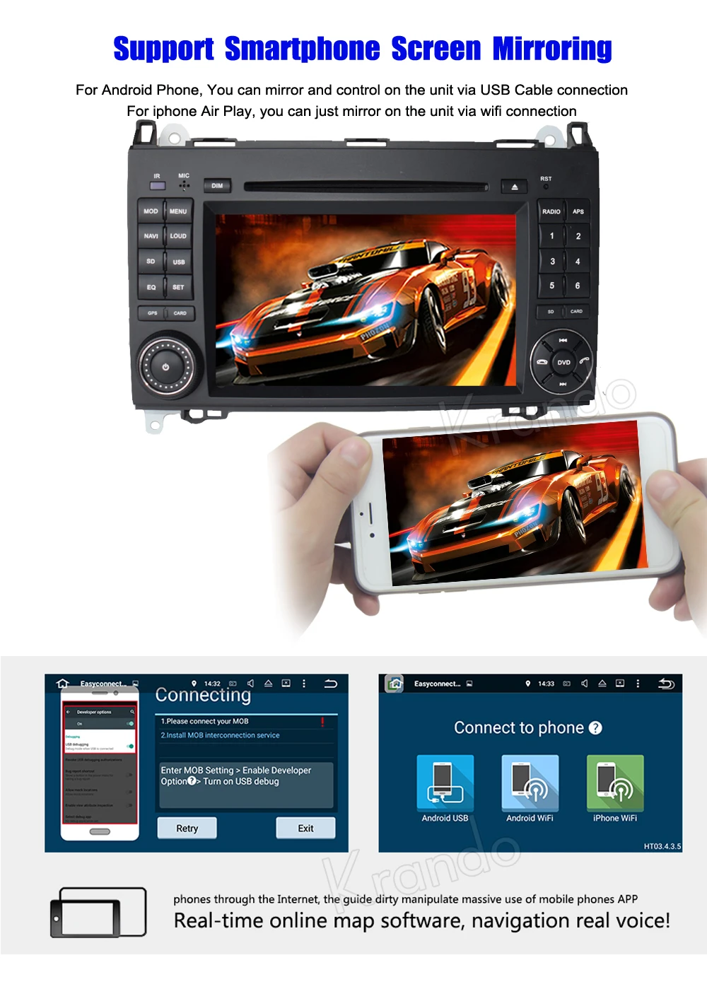 Sale Krando 7" Android 9.0 car GPS navigation for Benz B class W245 2005-2012 FOR Mercedes-Benz Vito 2003-2012 audio radio dvd player 4