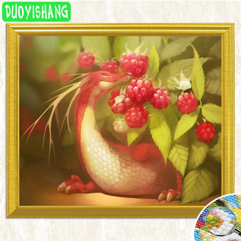 DUOYISHNAG 5D DIY Алмазная картина Raspberry Dragon полностью квадратные алмазные вышитые