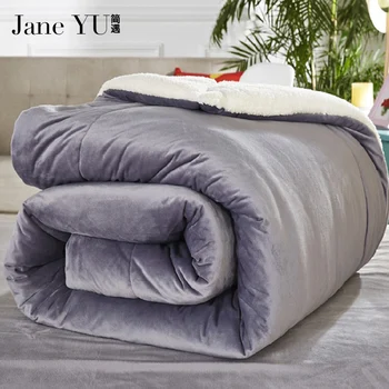 

JaneYU 2019 CamoFleece quilt comforter winter doona edredon thick blanket duvet colcha comoforter lambwool bedspread