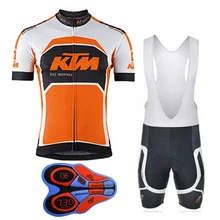 Фотография 2017 KTM Mens Cycling Jersey Summer Mtb Bike Clothing Bicycle Short Sleeves 9D Bib Shorts Suit Maillot Ciclismo Sportswear F1705