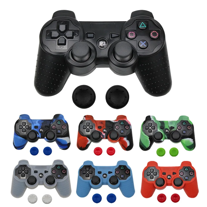 

Silicone Cover Case For PS3 Controller Skin Decal Case For Playstation 3 Gamepad Controle Game Accessories with 2 Silicone Caps
