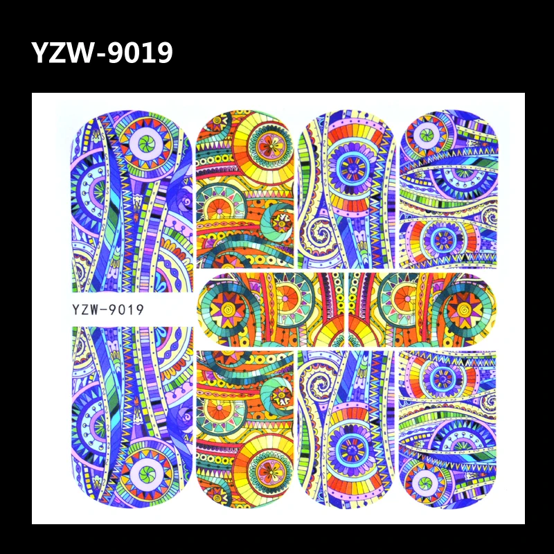 

YWK 1 Sheet Full Wraps Nail Tattoo Tribal Geo Pattern Water Transfer Sticker Decal For Nails Art Tattoo DIY Manicure Tool
