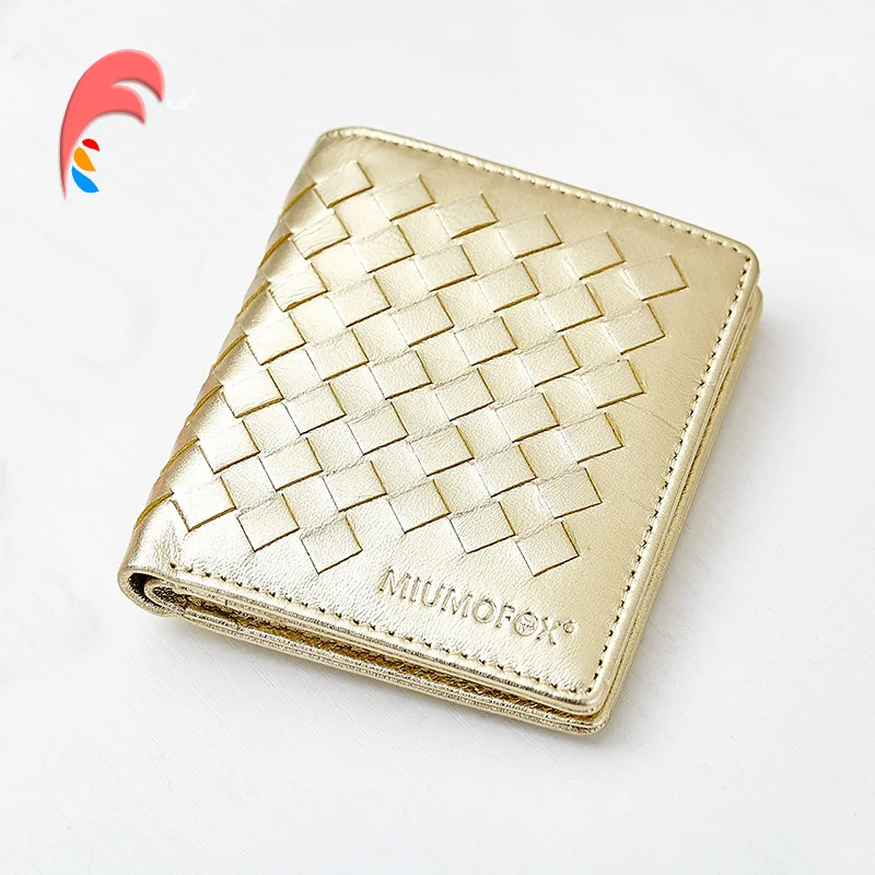 Da chính hãng Phụ Nữ Ví Nữ Fashion Lady Plaid Ngắn Nhỏ Ví Thay Đổi Màu Sắc Cô Gái Vàng Trẻ Em Chủ Thẻ Ví Ly Hợp