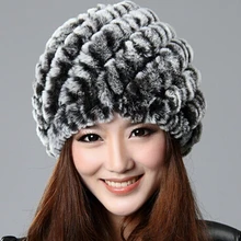 Zdfurs трикотажные настоящее rex-кролика Hat женщины Cap зимний Skullies шапочка головные уборы головной убор голову теплее Высокое качество