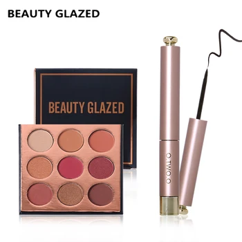 

BEAUTY GLAZED Long-lasting Eyes Makeup Set 9 Colors In1 Eyeshadows Natural Matte Shimmer Palette& Easy To Wear Eyeliner Fast Dry