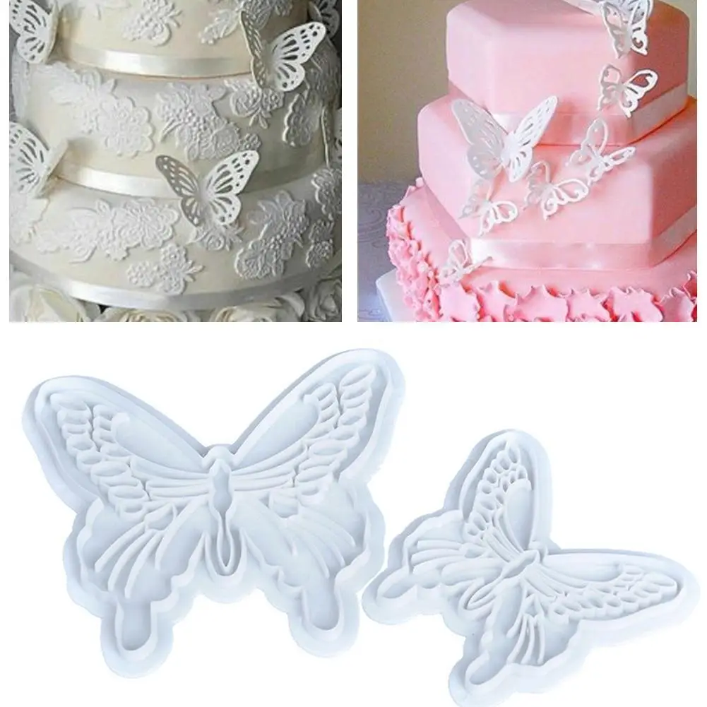2 шт./лот бабочка Торт помадка Sugarcraft плесень печенья плунжерная форма