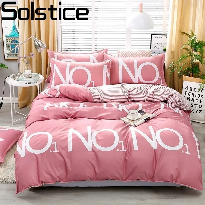 

Solstice Cartoon Pink letter NO.1 style Children/kid Bed Linen Duvet Cover Bed Sheet Pillowcase Bed Cover Linens Bedclothes Sets