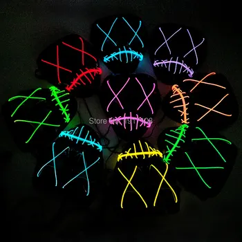 

New design EL wire mask for holiday and Party DIY decorations and Carnival Cheering and Event Led glowing light on By DC-3V