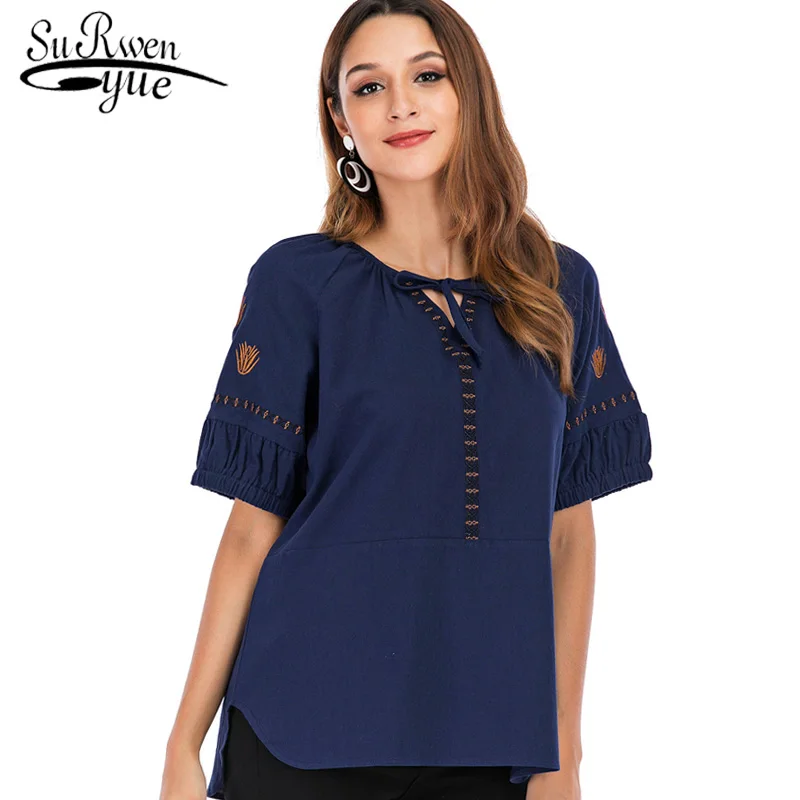 

plus size tops women cotton linen women blouse shirt blusas mujer de moda 2019 womens clothing womens tops and blouses 3857 50