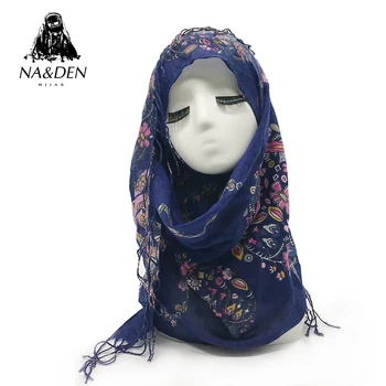 

1PCS Women Flower Print viscose scarfs with tassels scarves Muslim hijabs wraps head islamic shawls eid bandana Fast Shipping