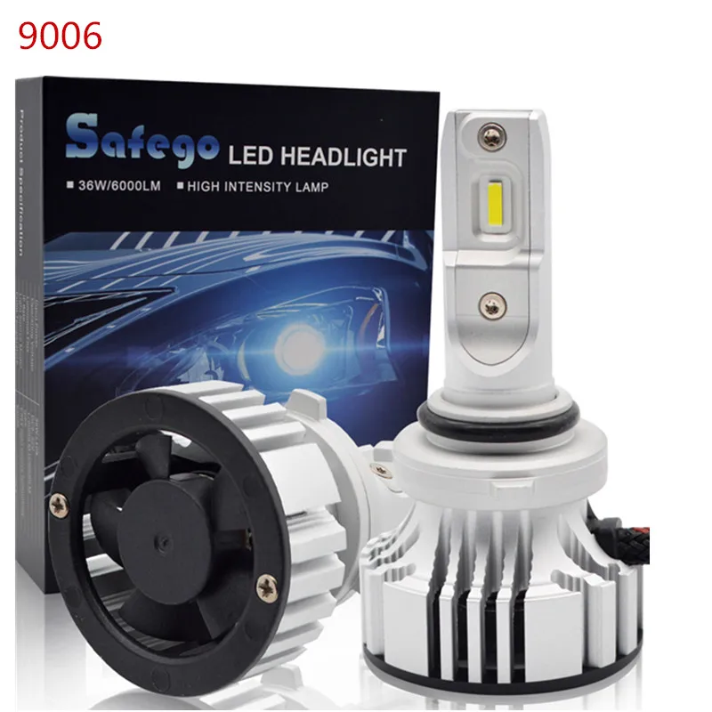 Safego 36 Вт H4 Hi/короче спереди и длиннее сзади) автомобиль светодиодный фары комплект лампы H7 H8 H9 H11 9005 9006 4 супер яркий светодиодный чипы 6000Lm авто лампы белого цвета - Испускаемый цвет: 9006