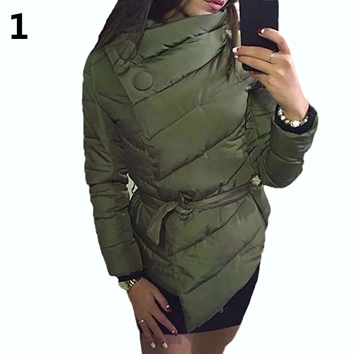 Army Green Женский зимний пуховик с длинным рукавом, длинное пальто, теплая верхняя одежда - Цвет: Army Green
