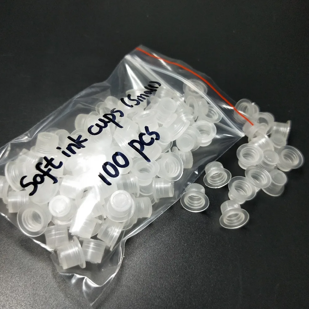 

100pcs Small Size Disposable Silicone Pigment Cups Permanent Makeup Soft Ink Cups Tattoo Accessories