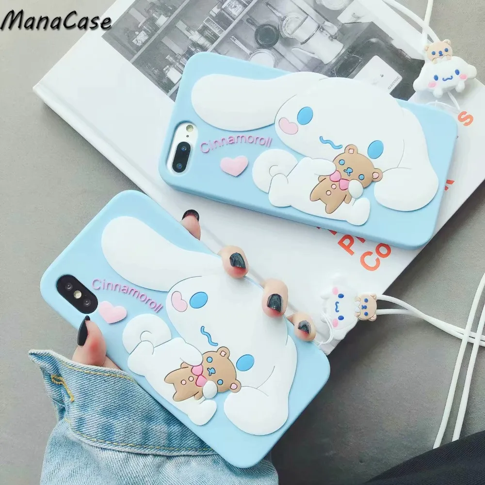 Милый 3D японский Cinnamoroll мультфильм чехол для телефона аниме для iPhone 11 Pro Max X XS MAX XR 6 6s 7 8 Plus Мягкий силиконовый чехол