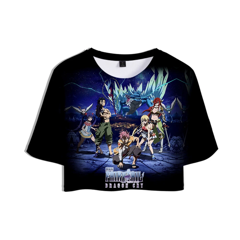 

Anime Fairy Tail 2019 New T-Shirt 3D printing Fairy Tail Anime Logo Fashion Street T Shirt Bare midriff Sexy T-shirt Women