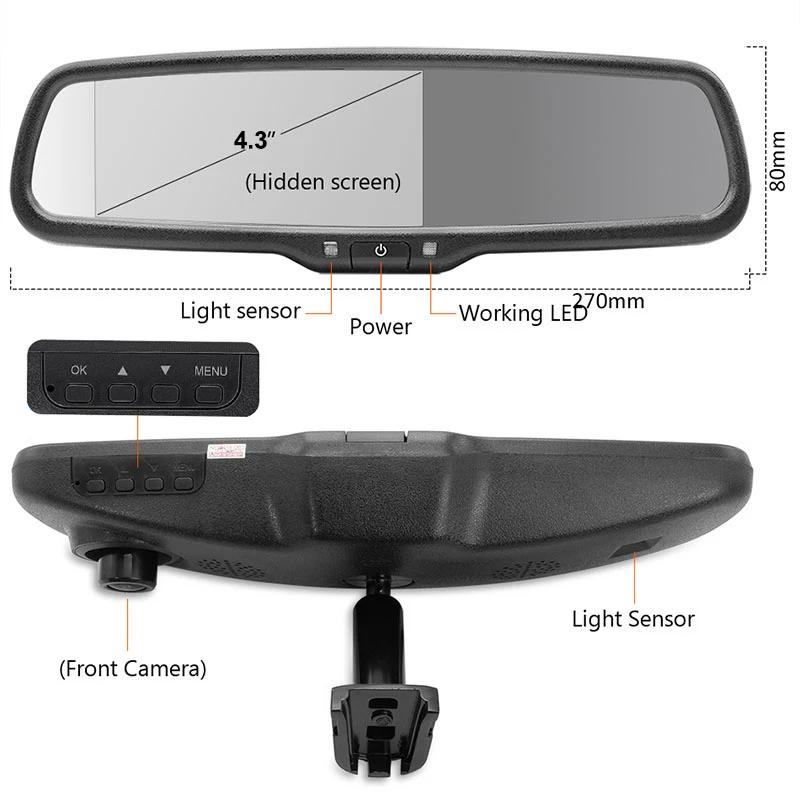 1280P автомобильный Зеркало заднего вида DVR монитор тире камера регистратор